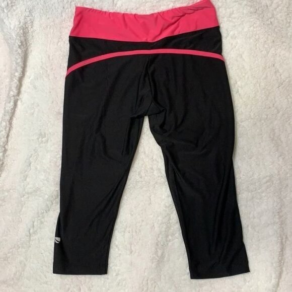 Marika Tek Cropped Workout Yoga Legging Pants - Black/Pink, Sz L Poly/Spandex - Picture 3 of 8
